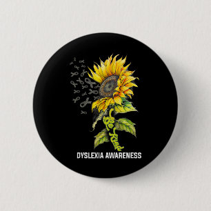Badge Rond 5 Cm Connaissance de la dyslexie des tournesols