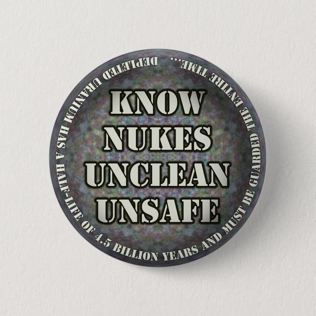 Badge Rond 5 Cm Connaissez le bouton d'armes nucléaires (Devant)
