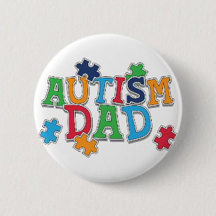Badge Rond 5 Cm Conscience autiste de papa mignon d'autisme