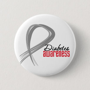Badge Rond 5 Cm Conscience grunge de diabète de ruban