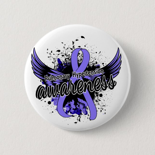 Badge Rond 5 Cm Conscience pulmonaire 16 d'hypertension (Devant)