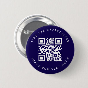 Badge Rond 5 Cm Conseil de code QR bleu marine