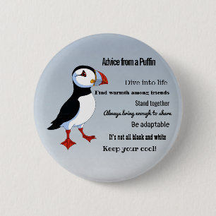 Badge Rond 5 Cm Conseil d'un bouton Puffin Design