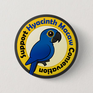 Badge Rond 5 Cm Conservation d'ara de jacinthe de soutien