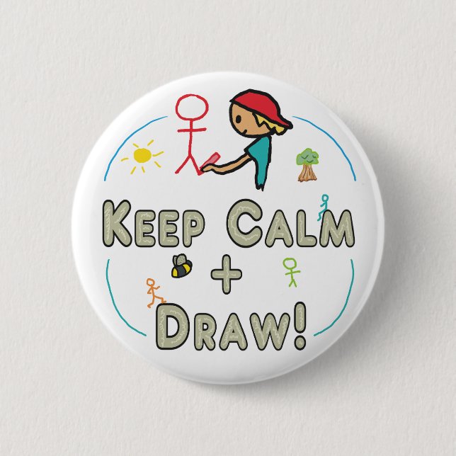 Badge Rond 5 Cm Conserver le calme et le trait (Devant)