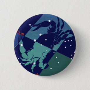 Badge Rond 5 Cm Constellation du Crabe du Cancer Astrologie Zodiaq