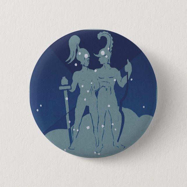 Badge Rond 5 Cm Constellation jumelle Gemini Astrologie zodiaque V (Devant)