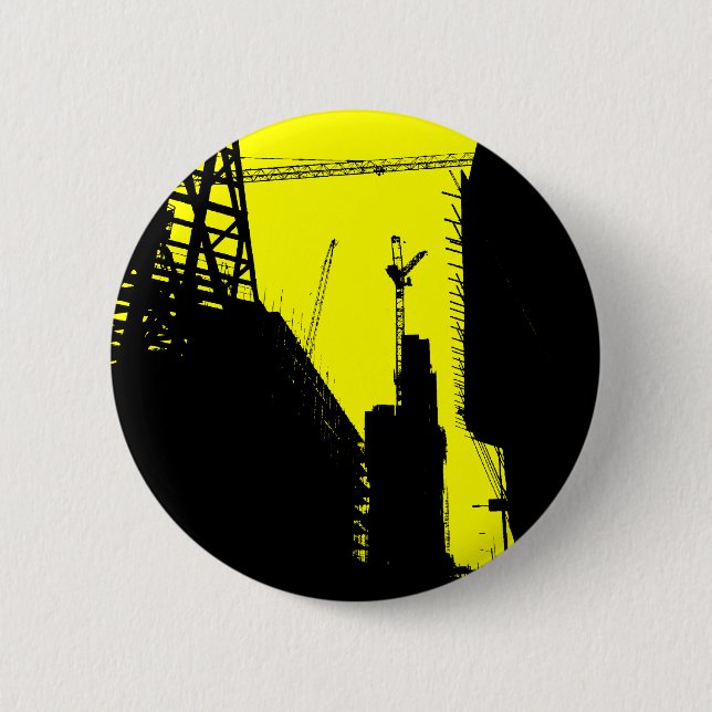 Badge Rond 5 Cm Constructions - Jaune (Devant)
