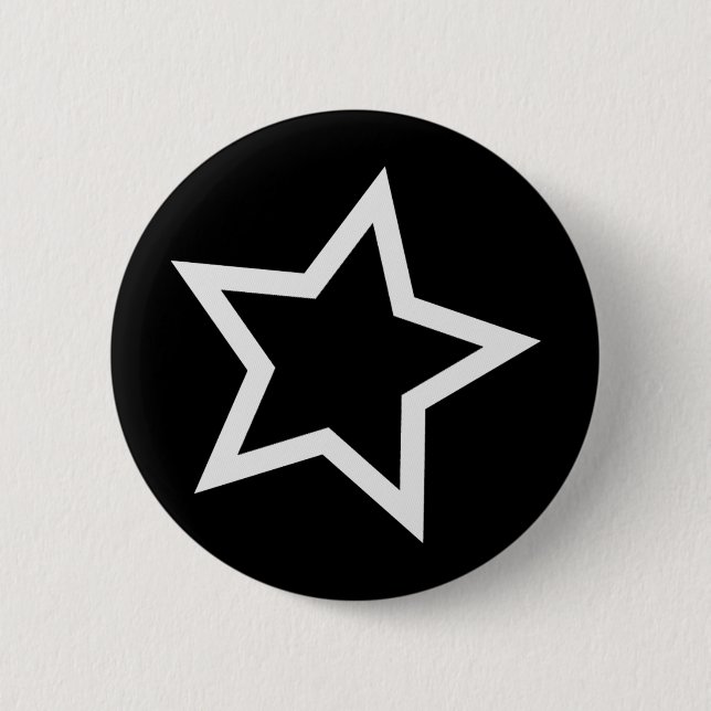 Badge Rond 5 Cm Contour blanc audacieux d'étoile noire (Devant)