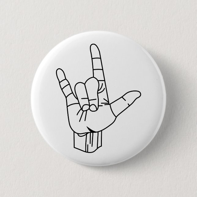 Badge Rond 5 Cm Contour de langue des signes (Devant)