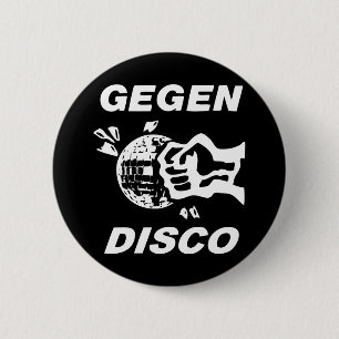 Badge Rond 5 Cm Contre disco (blanc sur noir)