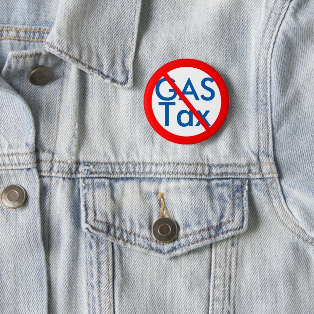 Badge Rond 5 Cm Contre les hausses de taxe sur l'essence (En situation)
