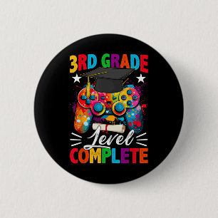 Badge Rond 5 Cm Contrôleur de jeu complet de niveau 3e fin d'école