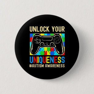 Badge Rond 5 Cm Contrôleur de jeu vidéo sensibilisation sur l'auti