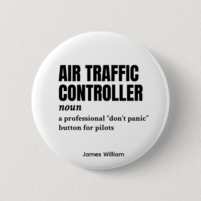 Badge Rond 5 Cm Contrôleur de la circulation aérienne - Définition (Devant)