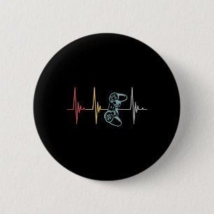 Badge Rond 5 Cm Contrôleur Heartbeat Pour Le Jeu Multijoueur Nerd