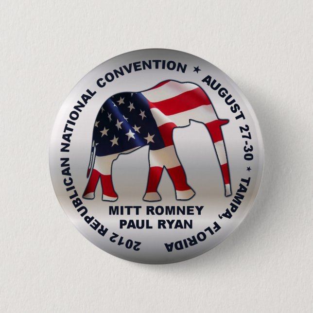Badge Rond 5 Cm Convention 2012 de GOP de Romney Ryan (Devant)