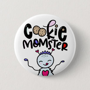 Badge Rond 5 Cm Cookie Momster, dessiné à la main