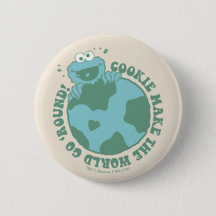 Badge Rond 5 Cm Cookie Monster Les cookies font tourner le monde