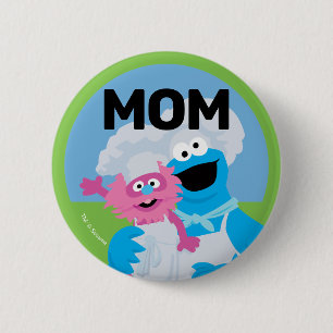 Badge Rond 5 Cm Cookie Monster Nourriture Camion Anniversaire Mama