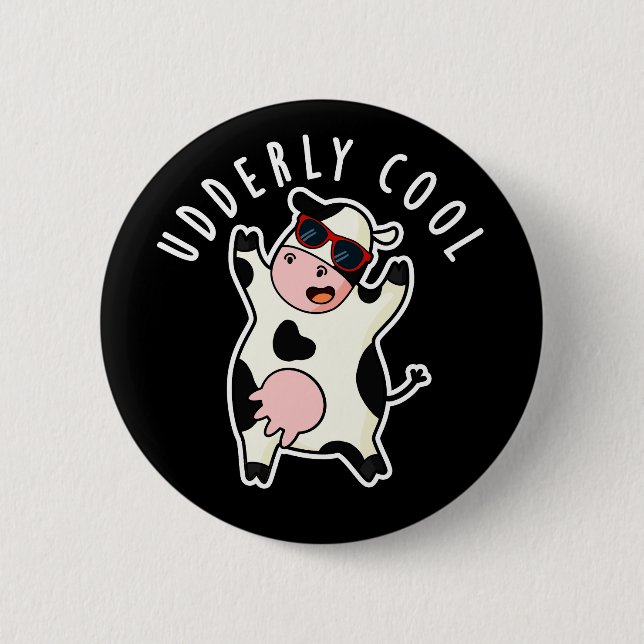 Badge Rond 5 Cm Cool âgé Funny Cow Pun Dark BG (Devant)