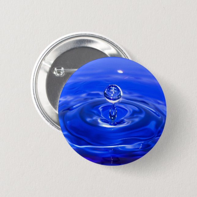 Badge Rond 5 Cm Cool Bleu gouttelette d'eau (Devant & derrière)