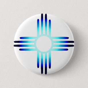 Badge Rond 5 Cm Cool Blue Zia