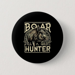 Badge Rond 5 Cm Cool de sanglier Retro Chasse de porc Mens Vintage