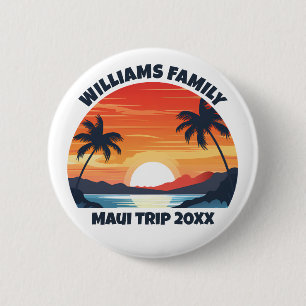 Badge Rond 5 Cm Cool de voyage sur mesure Sunrise Palm Trees