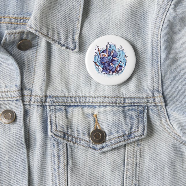 Badge Rond 5 Cm Cool Dragon SUSHI Anime, art culinaire  (En situation)
