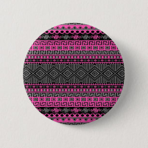 Badge Rond 5 Cm Cool été rose vif chaud Aztec motif