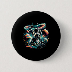 Badge Rond 5 Cm Cool Galaxy Bodybuilder Astronaut Sur La Construct
