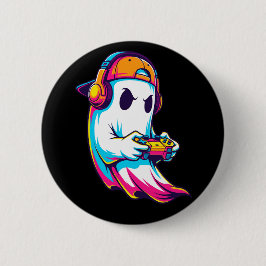 Badge Rond 5 Cm Cool Halloween Ghost Gamer