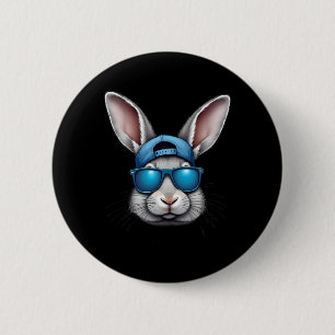 Badge Rond 5 Cm Cool Jour de Pâques Visage de lapin avec Sungles H