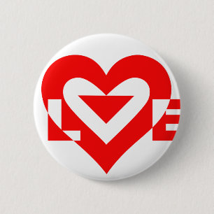 Badge Rond 5 Cm Cool Love Graphic, Red
