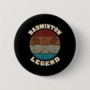 Badge Rond 5 Cm Cool Retro Crossing Raquettes Badminton Légende Ba