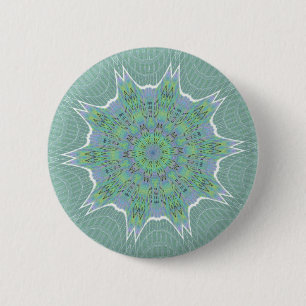 Badge Rond 5 Cm Cool vert motif floral