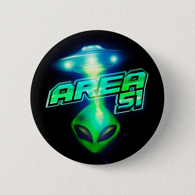 Badge Rond 5 Cm Cool Zone 51 Espace Alien (Devant)