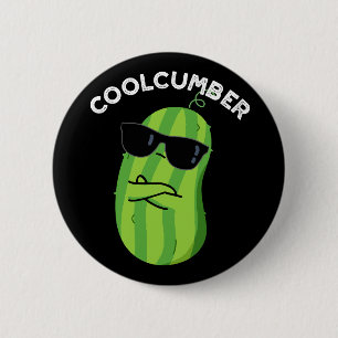 Badge Rond 5 Cm Coolcumber Funny Veggie Cucumber Pun Dark BG