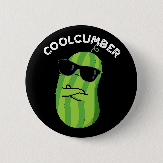 Badge Rond 5 Cm Coolcumber Funny Veggie Cucumber Pun Dark BG (Devant)