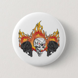 Badge Rond 5 Cm Copie des crânes flambants