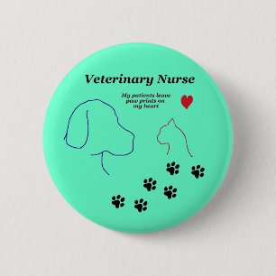Badge Rond 5 Cm Copies vétérinaires d'Infirmière-Patte sur mon