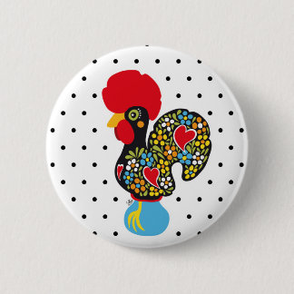 Badge Rond 5 Cm Coq célèbre de Barcelos Nr 06 - pois