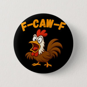 Badge Rond 5 Cm Coq de dessin animé drôle volaille poulet F-caw-f 