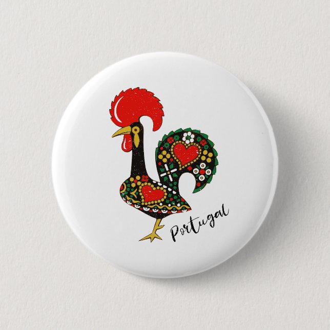 Badge Rond 5 Cm Coq de Galo de Barcelos Portuguese (Devant)