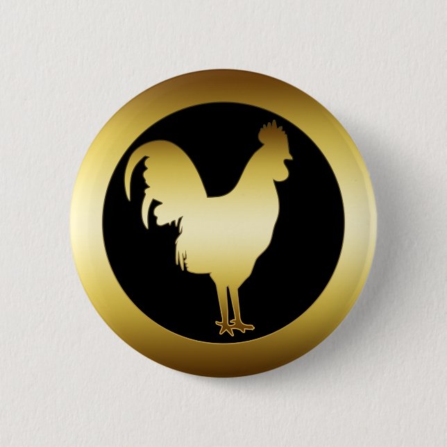 BADGE ROND 5 CM COQ D'OR (Devant)