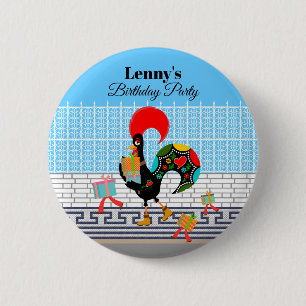 Badge Rond 5 Cm Coq portugais avec Cadeaux d'anniversaire