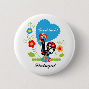Badge Rond 5 Cm Coq portugais de la chance