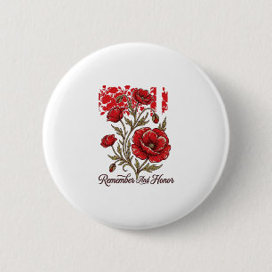 Badge Rond 5 Cm Coquelicot Rouge Se souvenir et honorer Vintage Ch