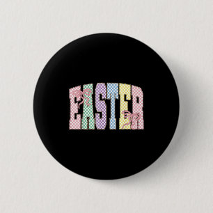 Badge Rond 5 Cm Coquette à carreaux jour de Pâques printemps Pâque